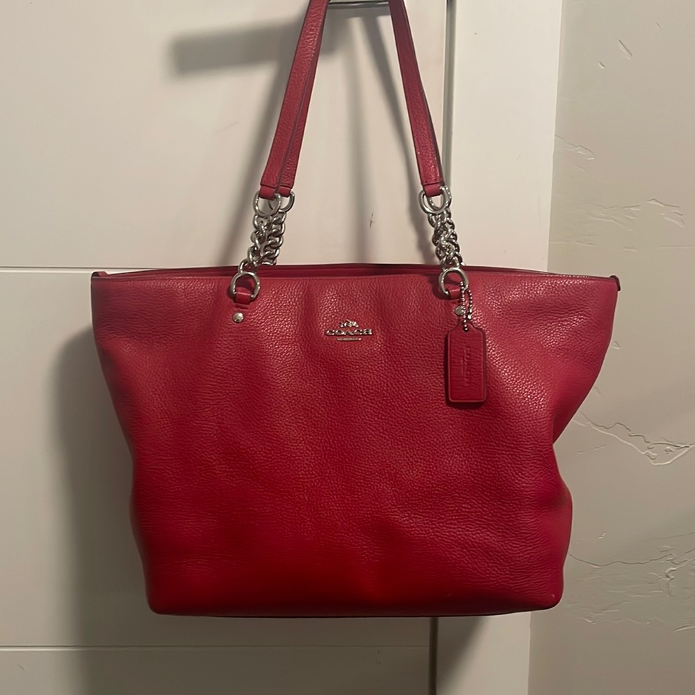 Coach Red Leather Shoulder Bag